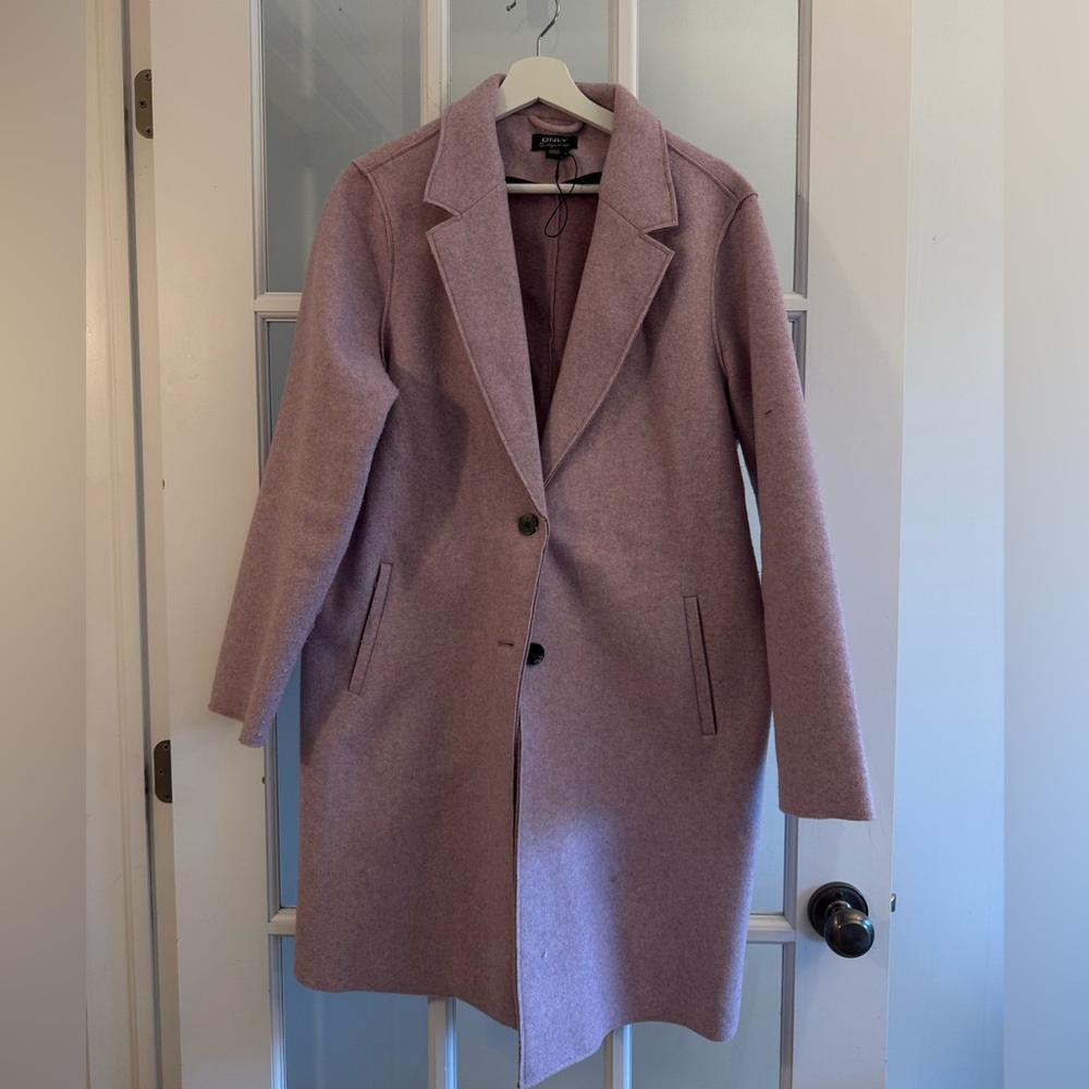 Only Mauve-Pink Wool Blend Trench Coat